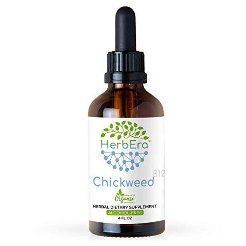 Chickweed B120 Alcohol-Free Herbal Extract Tincture, Concentrated Liquid Drops Natural Chickweed (Stellaria Media) Dried Above-Ground Parts (4 fl oz)