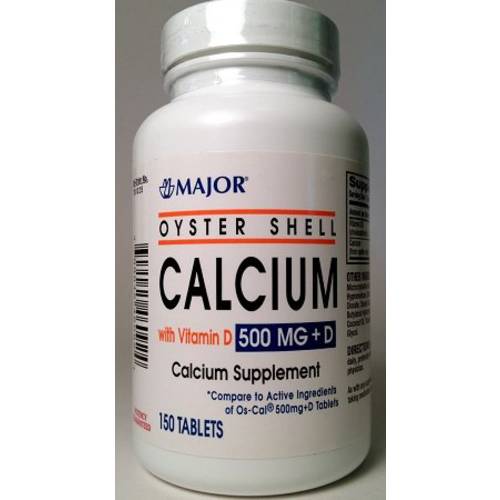Major Oyster Shell Calcium with Vitamin D 500 Mg - 150 Per Bottle