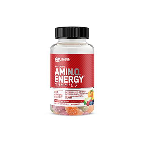 Optimum Nutrition Amino Energy Gummies with Amino Acids, Pre Workout/Post Workout Supports Focus, Muscle Recovery, Assorted Flavors, 60 Gummies