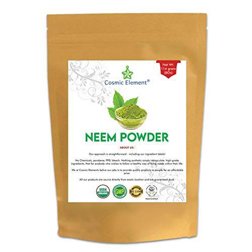 Cosmic Element Pure Neem Powder | Pure Wild Crafted Neem Leaf Powder | Very Bitter Neem Supplement for Hair, Skin, Nails and Detox - Azadirachta Indica (4 oz)