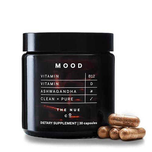 The Nue Co. - Mood - Natural Daily Supplement with Apaptogens and Vitamins - Ashwagandha KSM-66, Vitamin D + B Vitamins - Vegan, Gluten-Free, Non-GMO - 30 Capsules