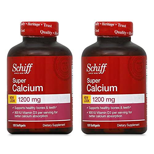 Calcium 1200mg & Vitamin D3 800 IU, Schiff Softgels (120 count in a bottle), Immune Health Support*, Calcium Absorption, Supports Healthy Bones & Teeth (Pack of 2)