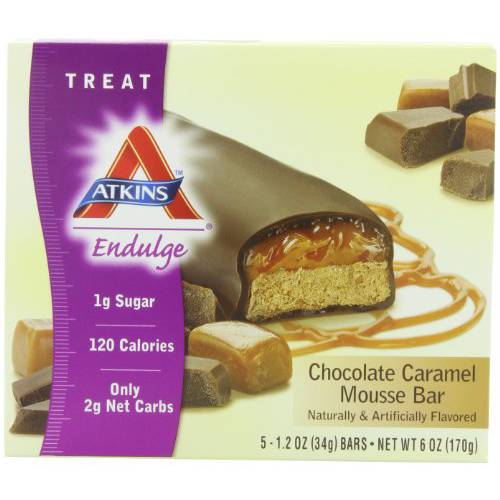 Atkins Endulge Chocolate Caramel Mousse Bar, 5 - 1.2 oz. Bars (Pack of 2)
