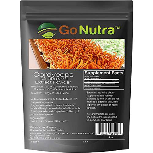 Cordyceps Mushroom Powder | Cordyceps Extract 30% Polysaccharides Non-GMO Pure Cordycep Powder 4 oz. (113 Grams)