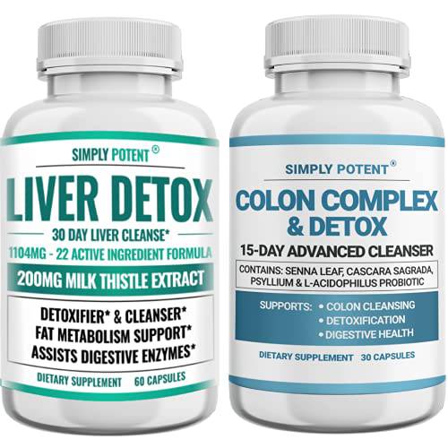 Liver Detox & Support Supplement + Colon Cleanser & Detox Supplement Bundle