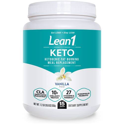 Lean1 KETO, Vanilla flavor, 15 serving tub, Ketogenic Fat Burning Meal Replacement by Nutrition 53