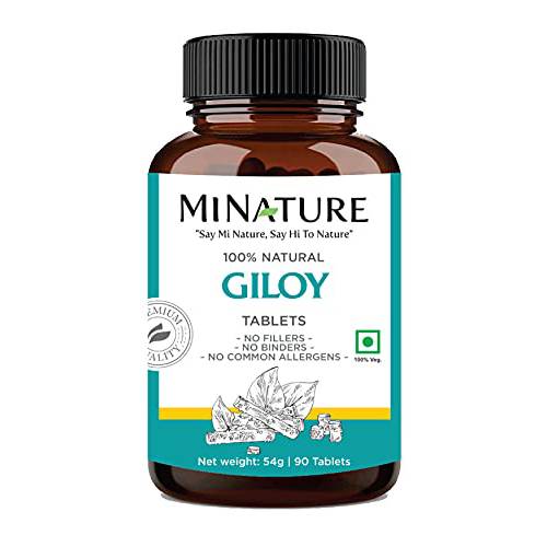 Giloy Tablets by mi Nature | 90 Tablets, 1000 mg | 45 Days Supply | 100% Natural Giloy Tablets | Guduchi Tablets | Vegan | Immunity Booster | from India