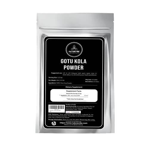 Naturevibe Botanicals Organic Gotu Kola Powder (8 Ounce), Centella Asiatica [Packaging May Vary]