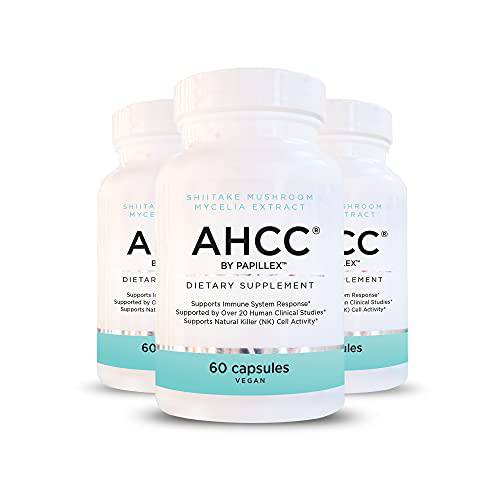 Papillex AHCC Supplement - Maximum Strength - Natural Immune Support Extract - Maintains Natural Killer Cell Activity - 20+ Human Research Studies - 60 Veggie Capsules (3 Pack)
