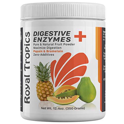 Pineapple Bromelain Digestive Enzyme Supplements in Powder Form by Royal Tropics - Vegetarian Weight Loss Control Formula with Green Papaya and Papain Acid Reducer for Perfect Gut Health 350 Grams