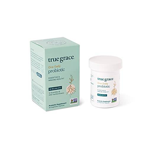 True Grace One Daily Probiotic - 30 Vegetarian Capsules - Gut, Digestive & Immune Health Support Blend with Prebiotic Fiber - Organic, Gluten Free, Dairy Free, Soy Free