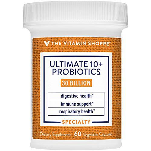 Ultimate 10+ Probiotics, 30 Billion CFUs for Digestive Health, Immune Support and Respiratory Health (60 Vegetable Capsules) by the Vitamin Shoppe
