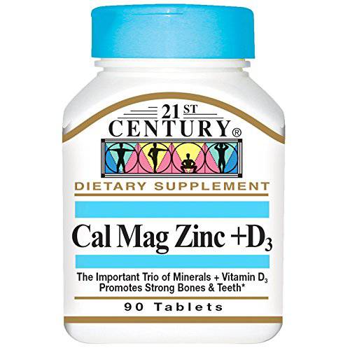 21st Century Cal Mag Zinc +D Vitamin - 90 Tablets, Pack of 2