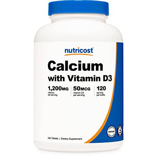 Nutricost Calcium with Vitamin D3, 240 Tablets - Calcium (1200mg) Vitamin D3 (50mcg) Per Serving - Non-GMO, Gluten Free