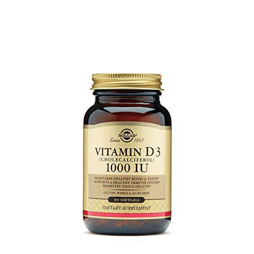 Solgar Vitamin D3 (Cholecalciferol) 25 mcg (1000 IU) - 100 Softgels - Helps Maintain Healthy Bones & Teeth - Immune System Support - Non-GMO, Gluten Free, Dairy Free - 100 Servings