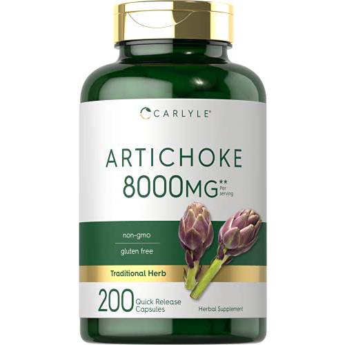 Artichoke Extract Capsules 8000mg | 200 Count | Non-GMO, Gluten Free Supplement | by Carlyle