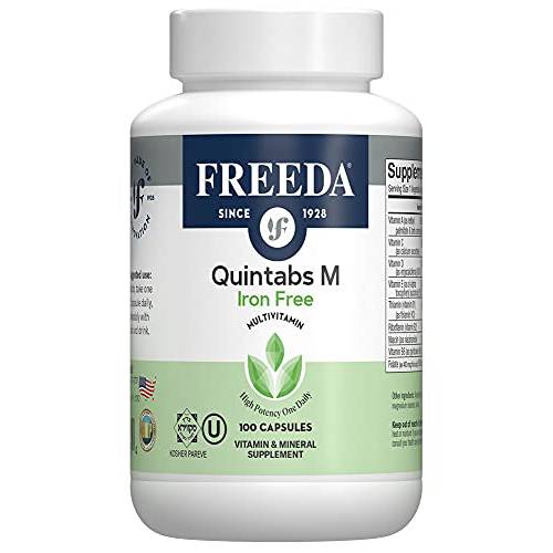 FREEDA Multivitamin – Quintabs-M Iron Free – Kosher Multi Vitamins Supplements for Women Health - Men’s Vitamins for Men Health - Multivitamins for Men & Women Adult Vitamins Multivitamin (100)