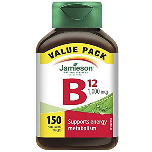 Jamieson Vitamin B12 1,000 mcg Fast Dissolving, 150 Sublingual Tablets (Value Pack)