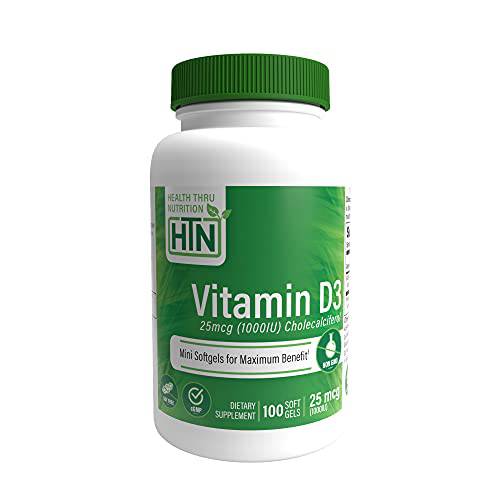 Health Thru Nutrition Vitamin D3 Softgels, 1,000iu (Pack of 100)