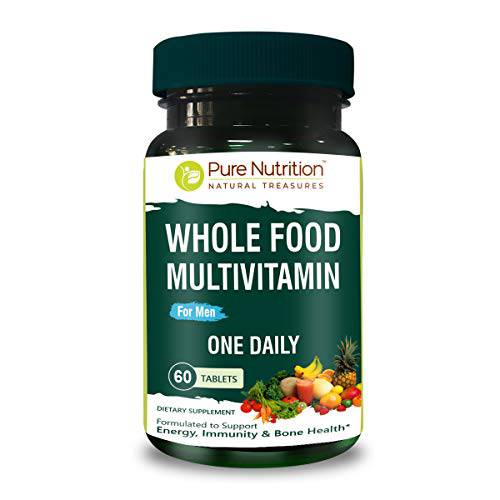 Pure Nutrition Whole Food Multivitamin for Men 1500mg. All Natural Plant Based Mens MULTIVITAMIN | Once Daily | 60 Tablets - 2 Months Supply.