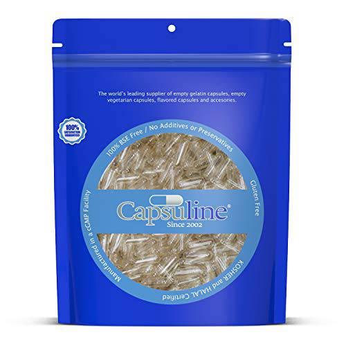 Capsuline Size 0 - Clear Empty Vegan Capsules - 500 Count - Empty Veggie Pill Capsules - DIY Vegetable Capsule Filling - Empty Caps - Kosher and Halal Certified - Non-GMO Certified