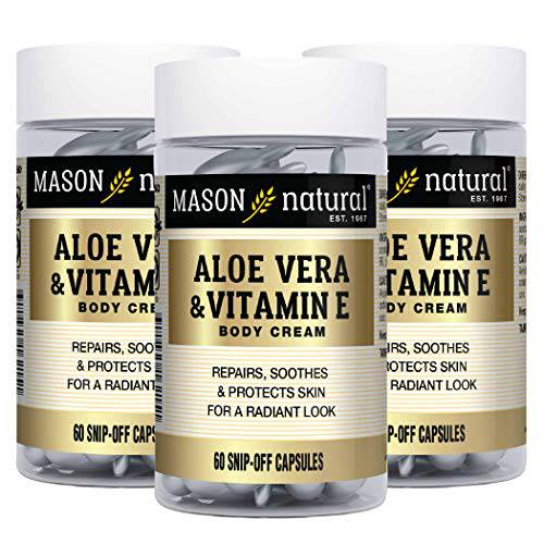 MASON NATURAL Aloe Vera & Vitamin E Hydration Skin Therapy, 60 Snipp-Off Capsules, 3 Count
