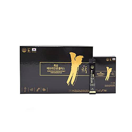 GeumHeuk Korean Black Ginseng Extract Every Ginseng Plus. 10g X 30 Stick Pouches. Immune Support, Energy Booster, Fatigue Recovery, Mental Performance. Patented Method.
