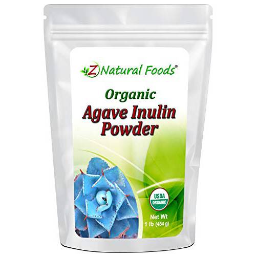 Organic Agave Inulin Powder - All Natural Fiber Supplement - Prebiotic Superfood for Drinks, Smoothies and Recipes - Great for Cooking or Baking - Raw, Non GMO, Gluten Free, Kosher - 1 lb