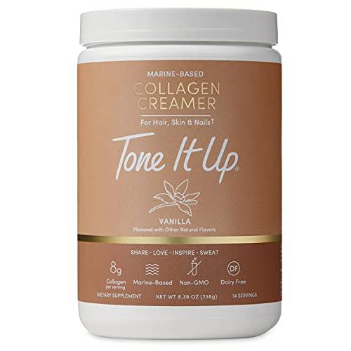Tone It Up Collagen Creamer I Dairy Free, Gluten-Free, Kosher, Non-GMO, Marine Based Collagen Peptide Protein Powder for Women I 14 Servings, 8g of Collagen +Protein – Vanilla