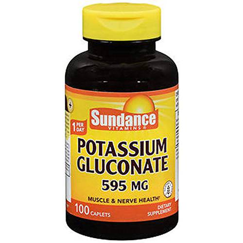 Sundance Vitamins Potassium Gluconate 595 mg 100 Caplets, Pack of 2