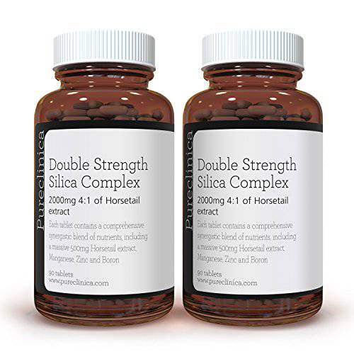 Double Strength Silica Complex – 6 Month Supply (2000mg Horsetail Extract x 180 Tablets(2 Bottles of 90))