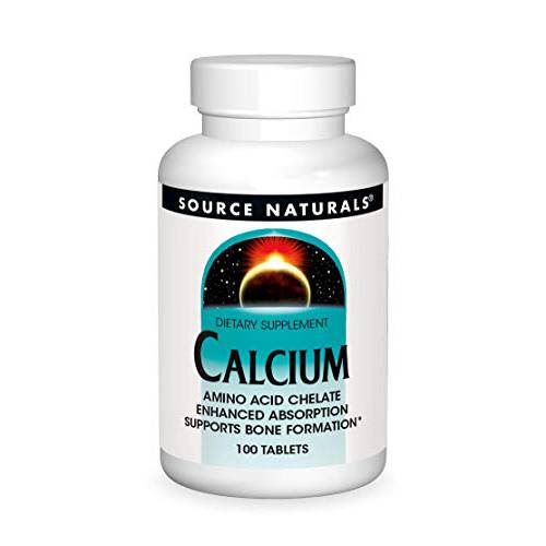 Source Naturals Calcium, Amino Acid Chelate - Enhanced Absorption & Supports Bone Formation - 100 Tablets