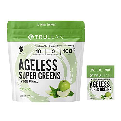 TRULEAN Ageless Super Greens Powdered Vegetables Spriulina Beats Chlorella Mint Apple Taste Jar 30 Servings