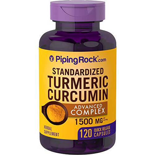 Standardized Turmeric Curcumin Advanced Complex 95% Curcuminoids 1500 mg 120 Quick Release Capsules with 6mg Bioperine Black Pepper Extract, Tart Cherry, Olive Leaf Extract, Vitamin C Non GMO