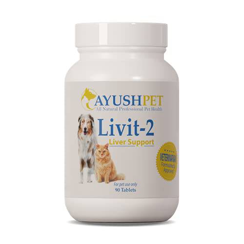 Ayush Herbs Livit-2 Pet Health Supplement, Liver and Gastrointestinal Support, Healthy Skin and Hair, Small or Large Animal, Young or Senior Pet, 90 Tablets
