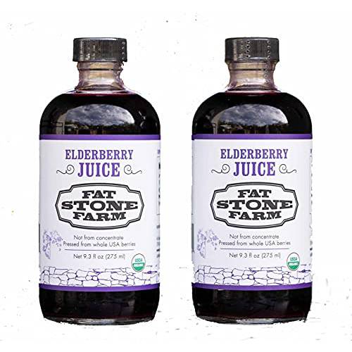 Fat Stone Farm Pure Organic Elderberry Juice 2X 9.3 fl. oz (New)