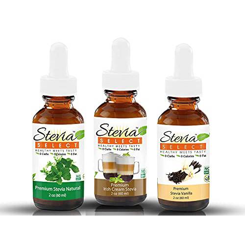 Stevia Stevia Drops Vanilla, Irish Cream, & Stevia Liquid Keto Sugar-Free Flavors Bundle Pack (3)
