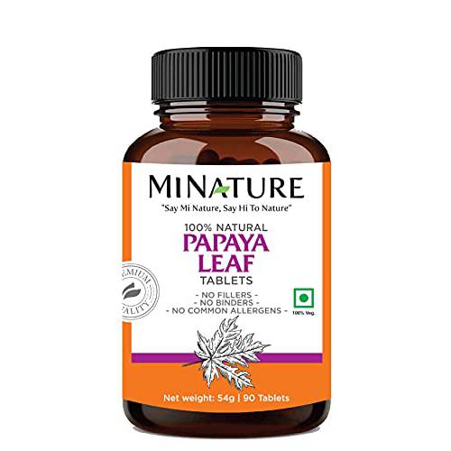 Papaya Leaf Tablets by mi Nature| 90 Tablets, 1000 mg| 45 Days Supply| Vegan| Papaya Leaf| Blood Platelet Boost| Digestion Support| Antioxidants| Healthy Supplements