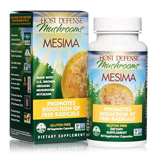 Host Defense, Mesima Capsules, Helps Reduce Free Radicals, Mushroom Supplement, 60 Capsules, Unflavored