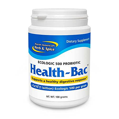 North American Herb & Spice Health-Bac - 100 Grams - Clinically Tested, Ecologic 500 Probiotic - Healthy Digestive Response - Non-GMO, Gluten Free, Soy Free - About 33 Servings