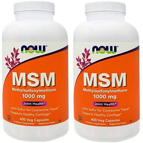 Now MSM 1000mg Supplement, 400 Veg Capsules (Pack of 2)