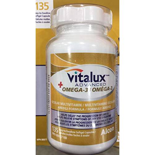Vitalux Advanced Plus Omgea-3 Ocular MULTIVITAMIN, 135 Easy-to-Swallow softgel Capsules