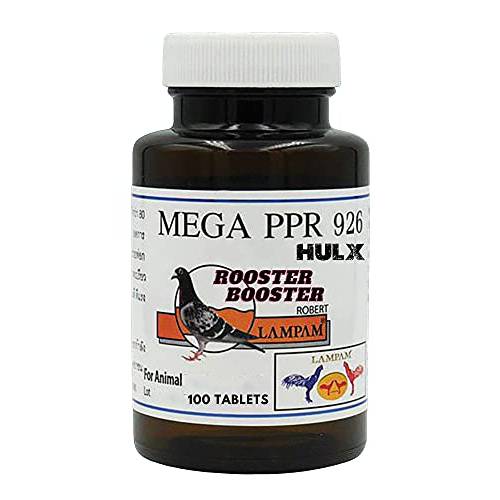 HULX MEGA PPR 926 100 Tablets, Rooster Booster Vitamins Health Chicken Supplement VITAMIN B COMPLEX & 80 TYPE HERBAL EXTRACT Support Blood, Endurance Energy Power Feed Bird Fighting Gamecocks Hen Food