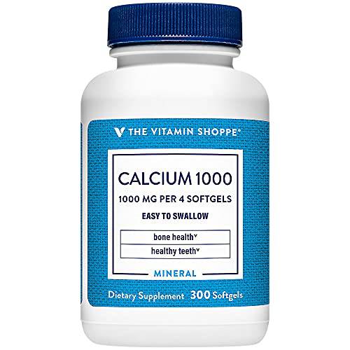 Calcium 1000mg – Mineral Essential for Healthy Bones Teeth – Added 400IU Vitamin D to Aid in Absorption, Easy to Swallow (300 Softgels) by The Vitamin Shoppe