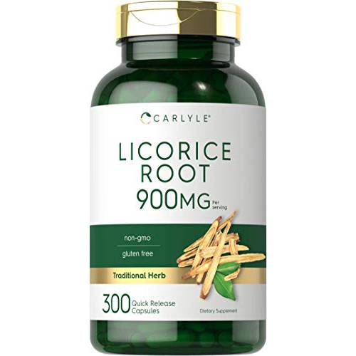 Licorice Root Capsules 900mg | 300 Count | Root Extract Supplement | Non-GMO, Gluten Free | by Carlyle