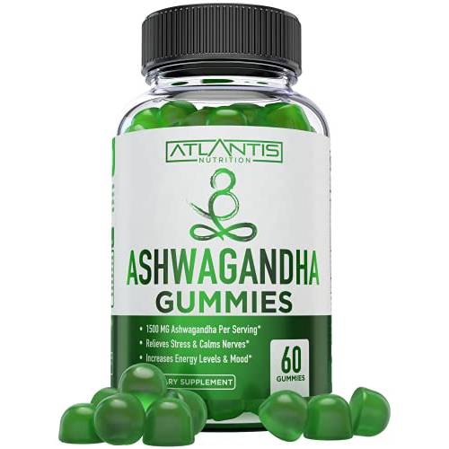 Ashwagandha Gummies - 1500MG Ashwagandha Per Serving - Relieves Stress, Improves Mood, Boosts Energy Levels & Strengthens Immune System - Formulated with Vitamin D & Zinc - Vegan - 60 Gummies