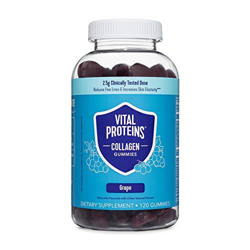Vital Proteins Collagen Gummies, 2.5g of Clinically-Tested Collagen for Hair, Skin, Nails & Wrinkles, 120 ct, 30-Day Supply, Grape Flavor