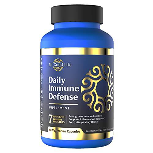 All Good Life Daily Immune Defense, 7 in 1 Daily Capsule, Vitamins C, D, Zinc, Quercetin, Turmeric, Organic Elderberry and Ginger, 2 Month Supply (60 Capsules) from