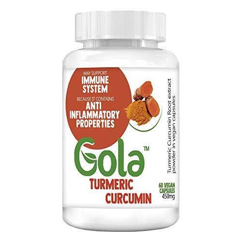 Turmeric Curcumin Root Extract in Vegan Capsules - 450mg 60 Capsules - Anti-Inflammatory & Immune System Booster