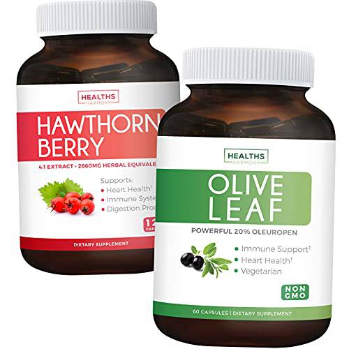 Save $5.11 (15% Off) Healthy Hearts Bundle - Olive Leaf Extract & Hawthorn Berry 4:1 Extract